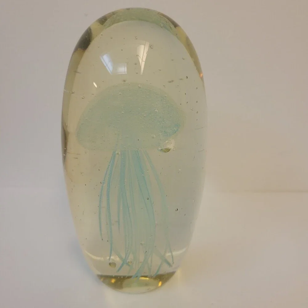 Vintage Paperweight Hand Blown Jellyfish Art Glass Paperweight